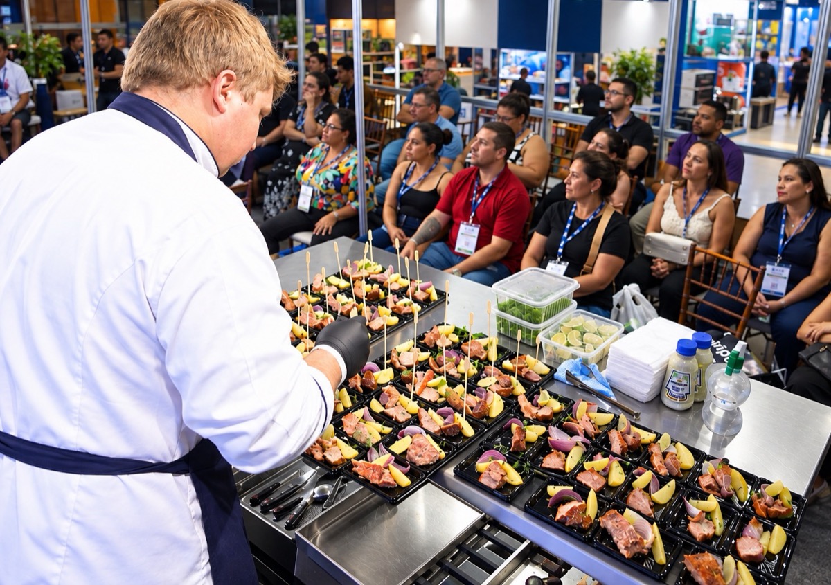 Demonstração culinária na Cozinha Show da Expo Plastripel